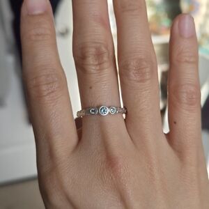 Elizabeth Scott Pine Twig Montana Sapphire Ring Band Sterling Silver USA Size 7